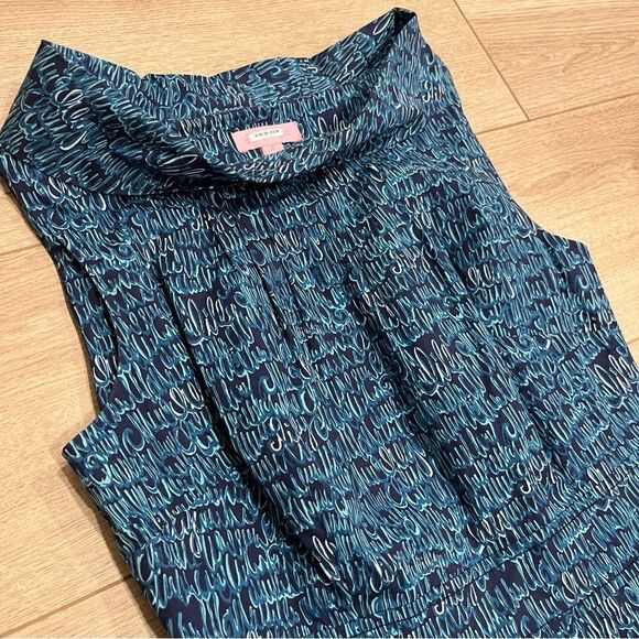 Lilly Pulitzer Blue Signature Sleeveless Cowl Neck Retro Jackie O Dress Size 2 - Picture 2 of 7